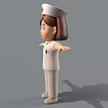 Cartoon Woman In Nurse Uniform With Red Cross Cap And Outstretched Arms