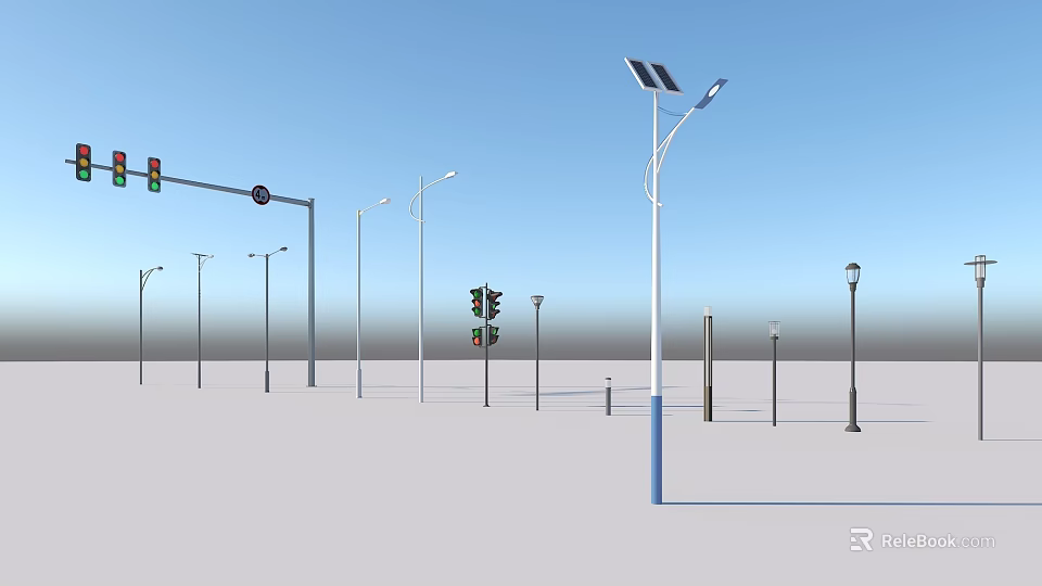 Outdoor Solar Powered Street Lights With Modern Design And Energy Efficient Features 3d model 