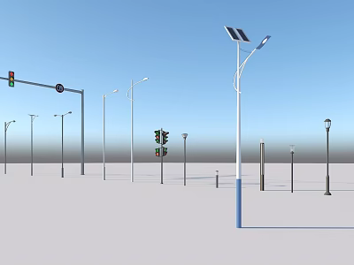 Outdoor Solar Powered Street Lights With Modern Design And Energy Efficient Features 3d model