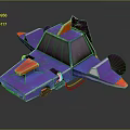 Colorful Geometric Toy Airplane Model With Red Blue Purple Accents And Transparent Details