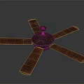 Vintage Style Ceiling Fan With Wooden Blades And Metal Base For Home Use