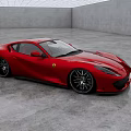 Red Two Door Sports Car With Sleek Design In Concrete Indoor Showroom