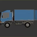 Blue Delivery Trucks And Red Flatbed Trailers For Commercial Transport Use