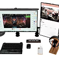 Modern computer mouse keyboard vertical screen computer gallbladder stereo headset 3d model