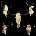 Decorative Animal Wall Decor with Multiple Bull Skulls Hanging on Wall 3d model