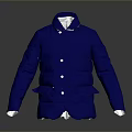 Stylish Blue Collared Jacket With Buttoned Front And Side Pockets Design 3d model