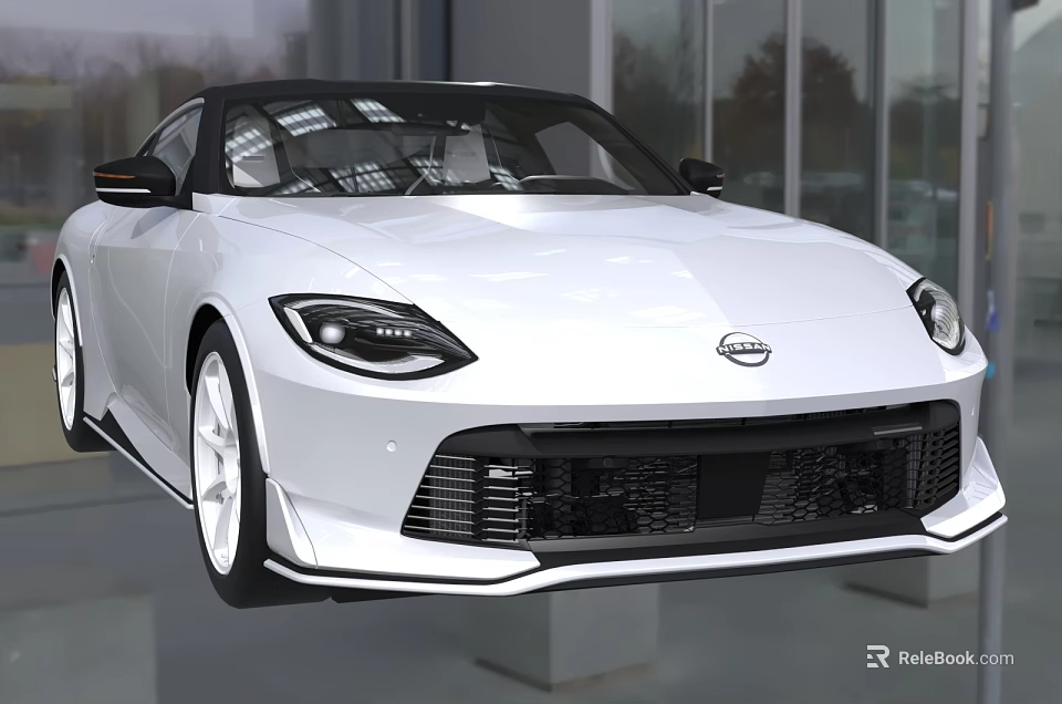 White Nissan Sports Car With Modern Exterior Design 3d model 