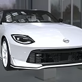 White Nissan Sports Car With Modern Exterior Design
