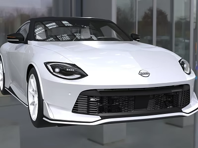 White Nissan Sports Car With Modern Exterior Design 3d model