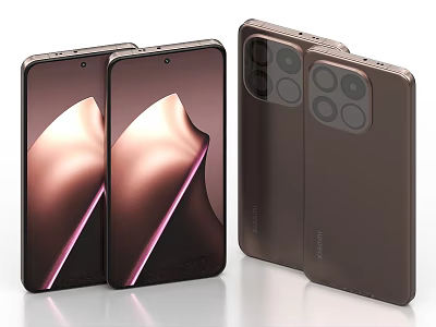 Dual Modern Brown Smartphones With Curved Display And Rear Camera Module Design 3d model