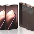 Dual Modern Brown Smartphones With Curved Display And Rear Camera Module Design