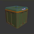 Green Household Storage Box With Orange Trim And Handle For Daily Use