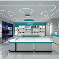 Modern Eyewear Store Interior With Display Counters And Glasses Display Shelves 3d model