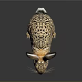 Realistic Spotted Hare With Long Ears Standing On Shiny Surface Against Gray Background