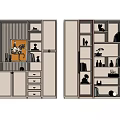 Elegant Modern Bookcase Design With Multiple Shelves Drawers And Decorative Items 3d model