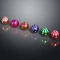 Stylish Modern Table Furniture Decorated With Colorful Striped Ornaments And Shiny Reflections
