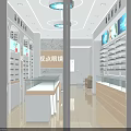 Modern Eyewear Store Interior Design With Display Racks And Fitting Space 3d model