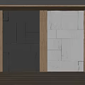 Textured Stone Background Wall With Dark And Light Panels And Wooden Frame