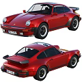 Red Porsche Classic Car Front And Rear Views 3d model