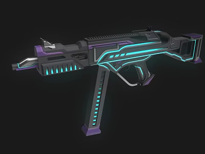Futuristic Sci Fi Weapon With Blue Purple Glowing Accents And Advanced Design 3d model