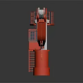 Red Industrial Crane Equipment With Railing Ladder Boom And Control Cabin
