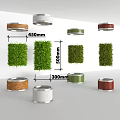 Indoor Vertical Decorative Green Plant Columns With Different Colored Bases 3d model