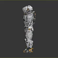 Detailed Advanced Space Suit Design With White Exterior Helmet And Red Accents