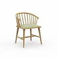 Minimalist Leisure Chair with Wooden Frame Light Green Cushion and Curved Backrest