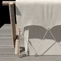 Natural White Canvas Tent With Wooden Crossed Poles For Outdoor Camping Use