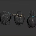 Elegant Hair Accessories With Blue Ribbons Golden Decorations And Hairpins