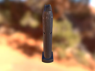 Metallic Weapon Bullet With Shiny Surface In Desert Outdoor Background 3d model