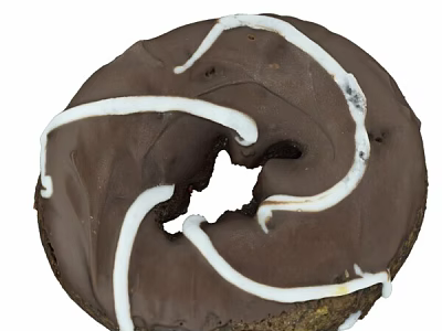 Freshly Made Chocolate Donut With Swirled White Icing And Delicious Sweet Flavor 3d model