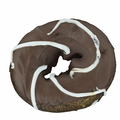 Freshly Made Chocolate Donut With Swirled White Icing And Delicious Sweet Flavor 3d model