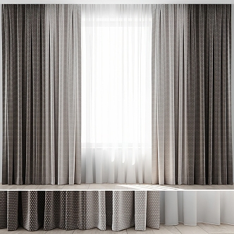 Modern Curtain Fabric brown Curtain Window Screen 3d model