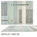 Square Area Rug With Blue Green Gray Beige Striped Block Pattern Modern Design