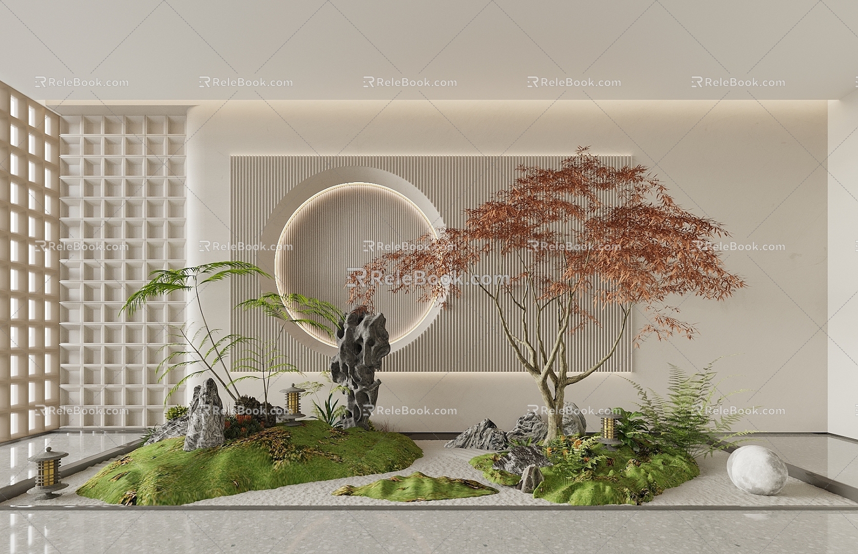 Garden landscape landscape landscape sketch courtyard landscape stone courtyard sketch landscape tree red maple 3d model