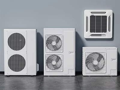 Modern Air Conditioner Fan Collection With Wall Mounted And Floor Standing Models And Efficient Blades 3d model