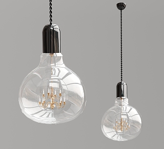 Industrial LOFT chandelier glass bulb chandelier 3d model