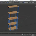 Modern Five Tier Display Shelf With Wooden Shelves And Black Metal Frame