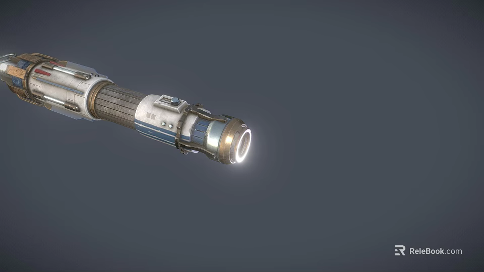Futuristic Metallic Weapon With Glowing Tip And Advanced Mechanical Structure Design 3d model