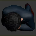 Animated Cartoon Character Man In Blue Suit With Red Shoes Thinking Pose On Gray Background