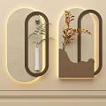 Elegant Modern Wall Decor With Green Plants And Warm Lighting Accents