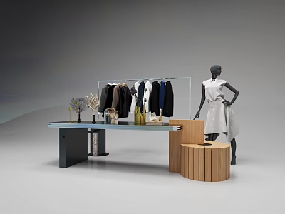 Modern Clothing Store Interior With Mannequin And Stylish Clothes Displayed On Rack 3d model