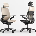 Modern Ergonomic Office Chair With Beige And Black Design Adjustable Headrest Armrest And Wheels
