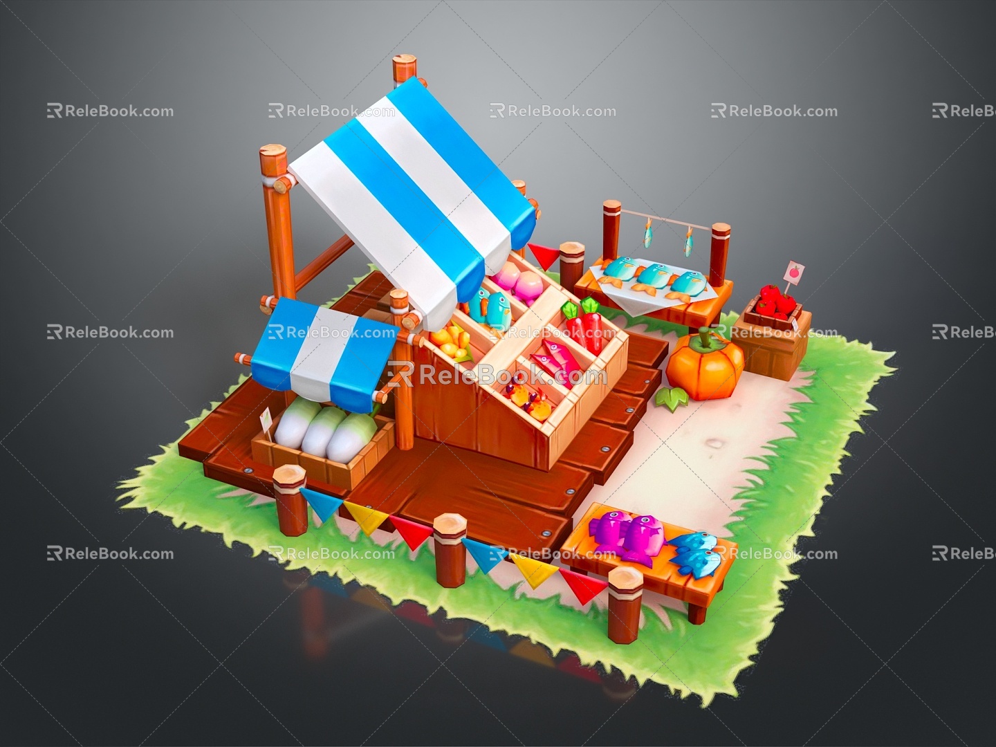 Modern Market Fruit Stall Spice Farmers Market 3d model