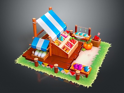 Modern Market Fruit Stall Spice Farmers Market 3d model