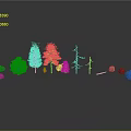 Natural Landscape Scene Components With Various Green Trees Dry Trunks And Decorative Rocks