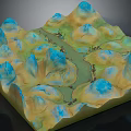 Detailed 3D Garden Landscape Model with Mountainous Terrain Winding River and Scenic Paths