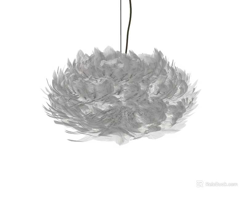 Elegant Feather Design Modern Pendant Light With White Hanging Decorative Shade 3d model 