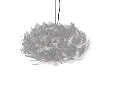 Elegant Feather Design Modern Pendant Light With White Hanging Decorative Shade 3d model